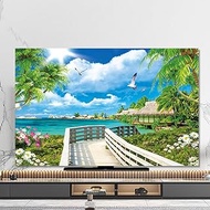 32-80Inch LCD TV Cover, Bright Colorful Flower Dust Proof TV Hanging Screen Protector Indoor Bedroom Living Room Decoration Dust TV Cover(Size:49-52in(118x70cm),Color:B)