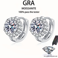 【 GRA Certificate Attached 】 1ct Moissanite Earrings, s925 Pure Silver Plated Platinum Fashion Sunfl