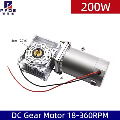 200W DC Gear Motor 12V 24V+NMRV040 Worm Reducer Gearbox High Torque with Self-Locking Speed Adjustab