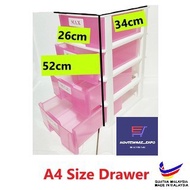 A4 Saiz 4 Tier Drawer / Document Drawer 4 layer A4 drawer storage drawer/Plastic Office Table Style 