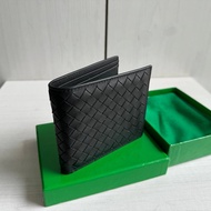 B Classic Style Braided Waxed Tire Cowhide Short Style bv Men's Half Fold Wallet Wallet Wallet Walle