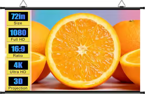 72" Portable Projector Screen, 4K HD Indoor Outdoor Movie Screen with Anti-Light Coating, No Drillin