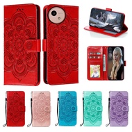 Emboss Flower Leather Phone Case For Sharp Aquos Wish4 Wish 4 SH-52E Datura Wallet Flip Book Case Co