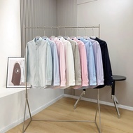 J02O R'L. Color Pony Embroidery Spring New Style Oxford Spinning Shirt Men Women Basic Style Long-Sl