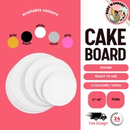 [10PCS] Round Cake Board / Cake Board Round / Shiny Cake Board / Papan Kek / Alas Kek (5''-18'')