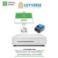 LOYVERSE POS 10.1 3G ขาตั้งRS7 เครื่องพิมพ์บลูทูธฝาฟ้า 58mmลิ้นชักเก็บเงินอัตโนมัติ