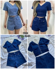 Posh Code // Premium Quality V-Neck Short Sleeves Denim Top + Denim Pocket Shorts 高质量牛仔V领短袖上衣+百搭口袋牛仔