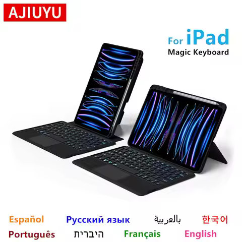 AJIUYU Keyboard For iPad Pro 11 12.9 2018-2022 10.2 10.5 Air 5 4 10th 10.9" Case Magic Smart Keyboar