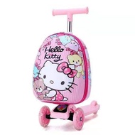 Children's luggage15Inch Cartoon Scooter Light-Emitting Wheel Suitcase Can Ride Cute Luggage Boarding Bag