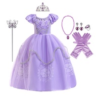 MYRISAM Rapunzel Princess Halloween Dress Sofia Costume Deluxe Party Fancy Dress Up for Girls w/Glov