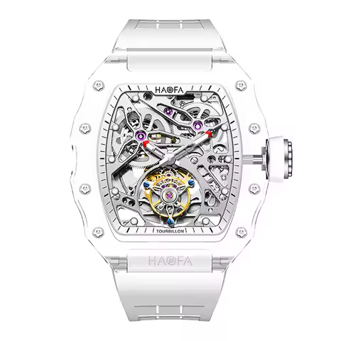 Haofa Full Crystal Transparent Tourbillon Watch Luxury Hollowing Automatic Mechanical Watch Waterpro