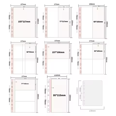 A5 7 Ring Binder Refill Sleeves Clear 1 2 3 4 Pockets Double Sided 4x6 10x15 Photocard Postcard Slee