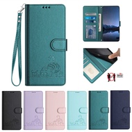 Casing OPPO Reno 11F 11 Pro 5G 10 Pro 9 Pro 8T 8 T 8 Pro Plus 7 5 4G Wallet Case Rfid Blocking Leather Flip Cute Cat Printed Book Mobile Phone Cover