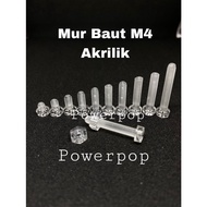M4 Nut Bolt Transparent M4 Acrylic Nut Bolt M4x4mm M4x6 M4x8 M4x10 M4x12 M4x16 M4x18 M4x20 M4x25 M4 