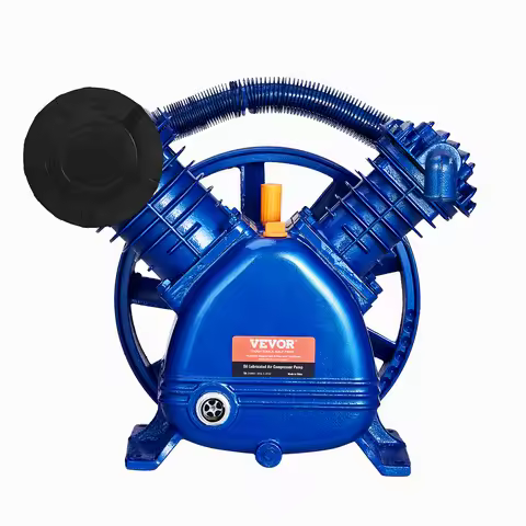 SucceBuy Air Compressor Head 5.5HP/3HP Twin Cylinder Oil Lubricated Air Compressor Piston Pump Dual 