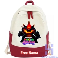 FURY BOWSER THE SUPER MARIO GALAXY CHARACTER CHILDREN'S BACKPACK FREE NAME