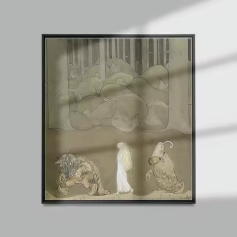 John Albert Bauer Vintage Art Print Poster The Princess And The Trolls Wall Stickers Decor Canvas Pa