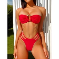2-piece red thong bikini