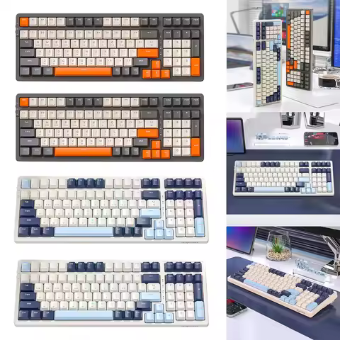 Wireless Mechanical Keyboard Three Modes Mechanical Keypad Silent Typing Bluetooth-Compatible Keyboa
