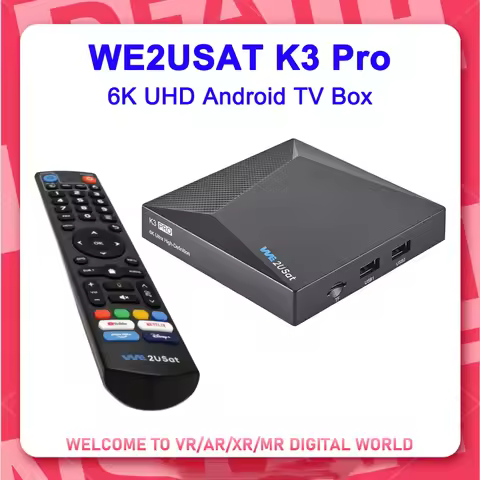 2024 New! WE2USAT K3 Pro TV Box 6K HDR 4GB+32GB Android 10.0 Live TV Box Free Streaming App Built-in