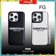 Hard Plastic Phone Case Leather FG ESSENTIALS Label suitable for iPhone 16 16PRO 16PROMAX 15 15PRO 1