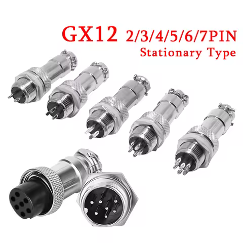 5pcs GX12 Aviation Connector 2 3 4 5 6 7 Pin Male Female M12 Connector Aviator Plug Socket