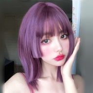 Wig Female Summer Medium Long Hair Clavicle Hair Comic Thin Rattan Purple Round Face Face Repair Pri