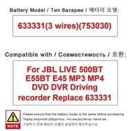700mAh Fast Charging For Jbl Live 500BT E55BT E45 Dvd Dvr Driving Recorder 633331 3 Wires 753030 Hea
