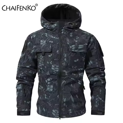 Men Lurker Shark Skin Soft Shell Tactical Jacket Waterproof Fleece Hooded Coat Hunt Clothes Autumn O