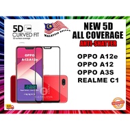 (2 Item) Oppo A12 A12e / Oppo A3s / Realme C1 9H 0.26MM 5D CURVE FULL COVER FULL GLUE TEMPERED GLASS