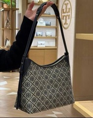 TORY BURCH T Monogram 經典提花編織拼皮革手提包斜跨包單肩包