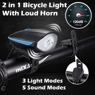 Lampu Sepeda 2 in 1 Klakson Rechargeable - Klakson Sepeda - Senter Sepeda - Reflektor Sepeda - Lampu