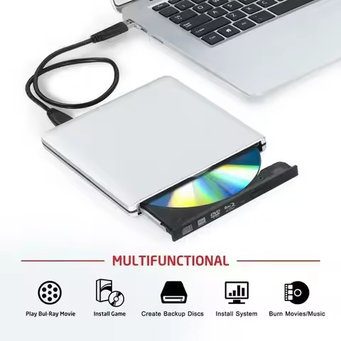 9.5mm Silver External USB 3.0 OEM BDXL BD Blu-Ray DVD CD Drive Writer Burner Player For Windows 7/8/