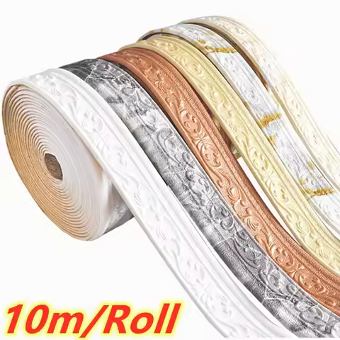 10m/roll 3D wall trim line skirting border self adhesive waterproof baseboard wallpaper wall sticker