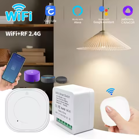 Wifi Smart Switch Module DIY Relay Breaker RF 2.4G ON OFF Button Cozylife App Remote Control Works w
