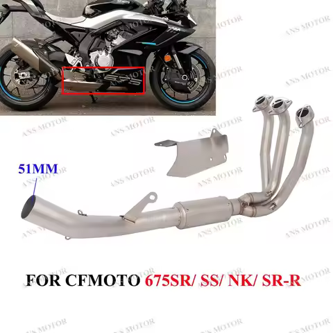 For CFMOTO 675SR 675SR-R 675NK 675SS 2024 2025 Motorcycle Exhaust Escape 675SR Exhaust 51MM Front Li