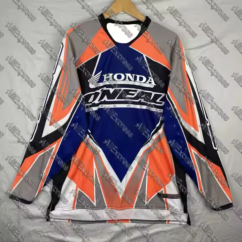 Honda Jersey Men's Long Sleeve Orange Racing Motocross BMX Vintage Long Sleeve Tee Breathable Motocr