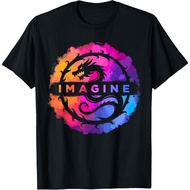 Shirt Imagine Colorful Fantasy Retro Dragon T-Shirt Cotton Combed 24s: Comfortable, Stylish, and Pre