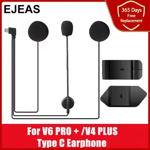 Original EJEAS Motorcycle Intercom Headset Type C Jack Microphone Speaker Headset Mounting Clip For 