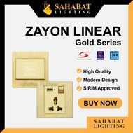 Zayon (LINEAR) Modern Socket Wall Switch Socket 13A 15A 20A Door Bell [Gold Series] Plug Home Suis S