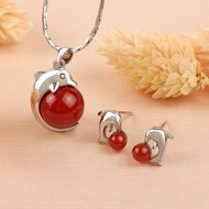 【新年限定・一套穿搭】套組 │ 紅瑪瑙純銀項鍊+紅瑪瑙純銀耳環
