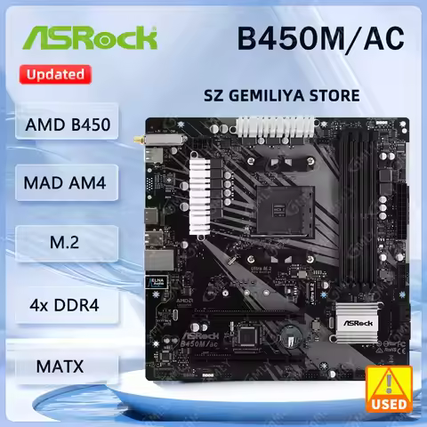 ASRock B450M Motherboard B450M/ac Motherboard Socket AM4 Ryzen 5 5600G 5300G 5700 3900 1500 cpus DDR