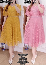 DRESS BROKAT TANGAN PENDEK PAYET NATALAN POLOS SIMPLE MEWAH DAN ELEGAN