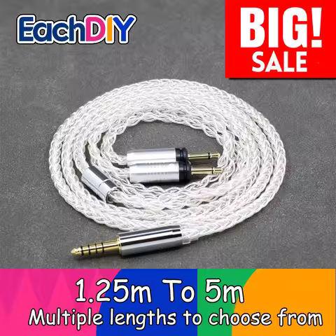 8 Core 99% 7n Pure Silver Palladium Earphone Cable For Focal Clear Elear Elex Elegia Stellia Celeste