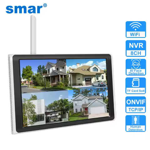 Smar Wifi Nvr With LCD Monitor 8CH 10Inch NVR Security CCTV Network Video Recorder Support Face Dete
