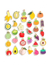 5/30ชิ้น จี้ผลไม้สีสันหยดน้ำมัน โลหะผสมสำหรับพวงกุญแจ กำไล สร้อยคอ จี้ DIY เครื่องประดับมือทำ อุปกรณ