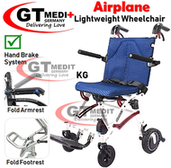 W149-A38-10 GT MEDIT GERMANY Ultra Lightweight Airplane Wheelchair Foldable Travel Wheel Chair / Ker