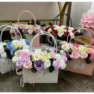 BEAUTIFUL MIX PINK TONE WAX FLOWER BASKET (E11) COMES WITH BANER, CARD