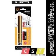 ASTAR P1500-6 Cambridge 6pcs 2B Pencils Set with Eraser & Sharpener (Value Pack) X 6 UNITS