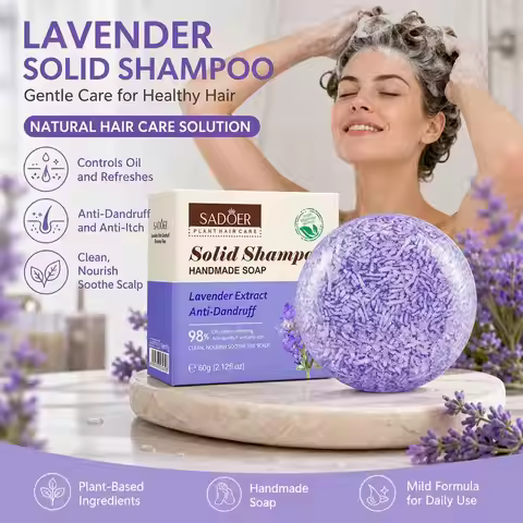 SADOER 1/2Pcs Lavender Essential Oil Soap Handmade Soap for Cleansing Gentle Moisturizing Scalp Dry 